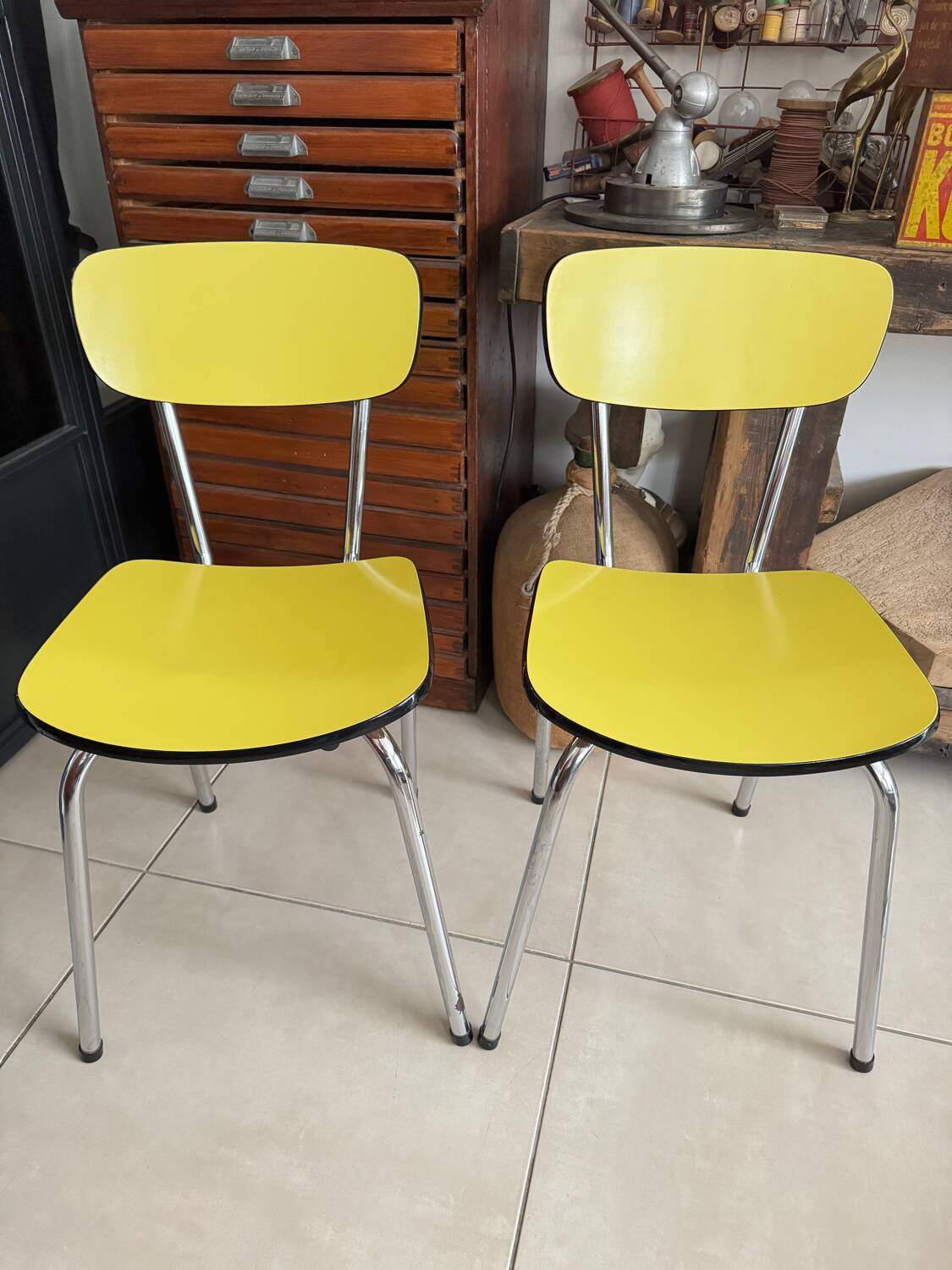 Pair of vintage Formica chairs