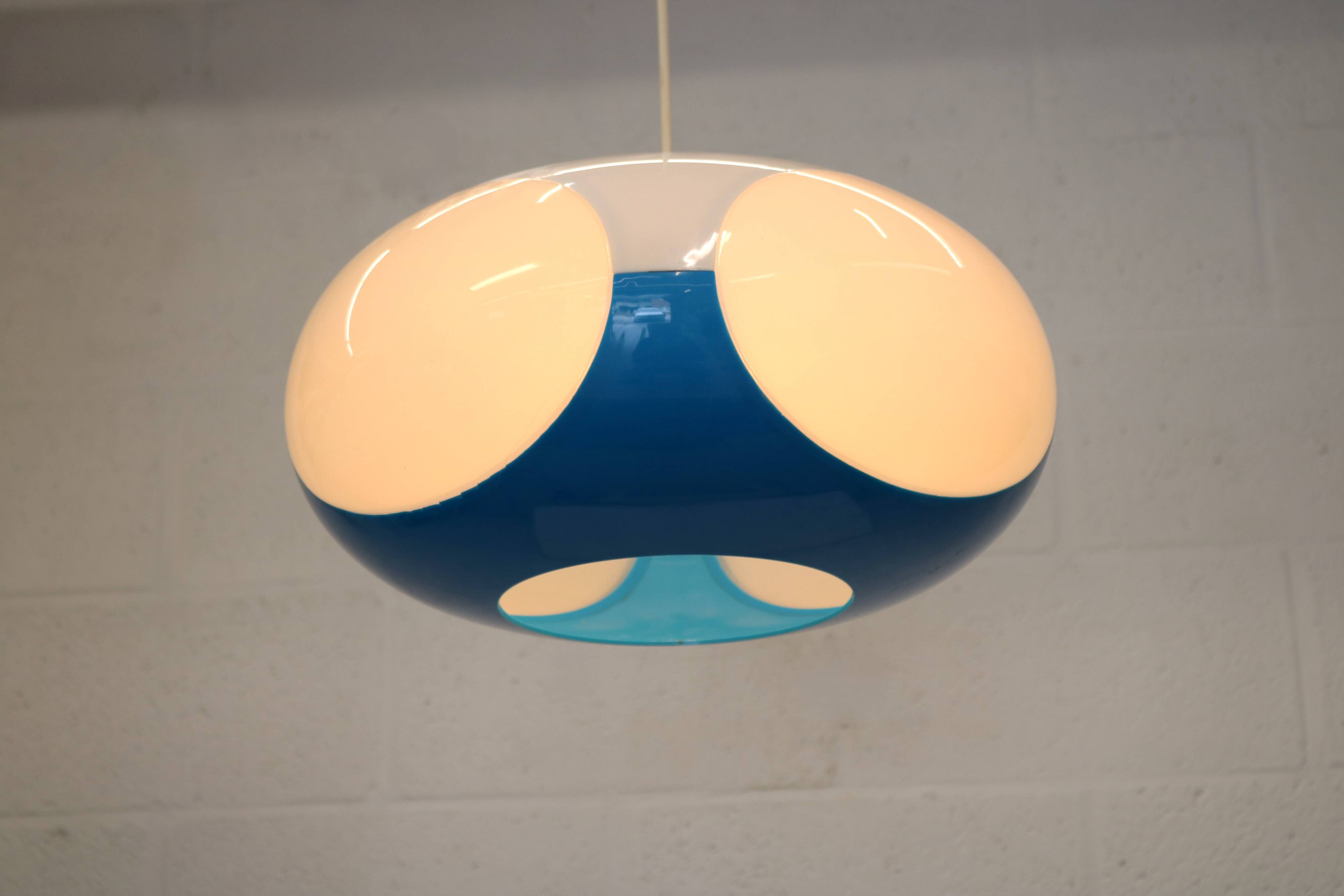 Unique Space age bug eye ufo lamp *** Massive Belgium *** blue and white