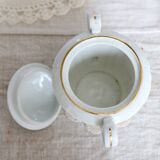 Antique PFC France porcelain sugar bowl with double handles – Gold floral decoration