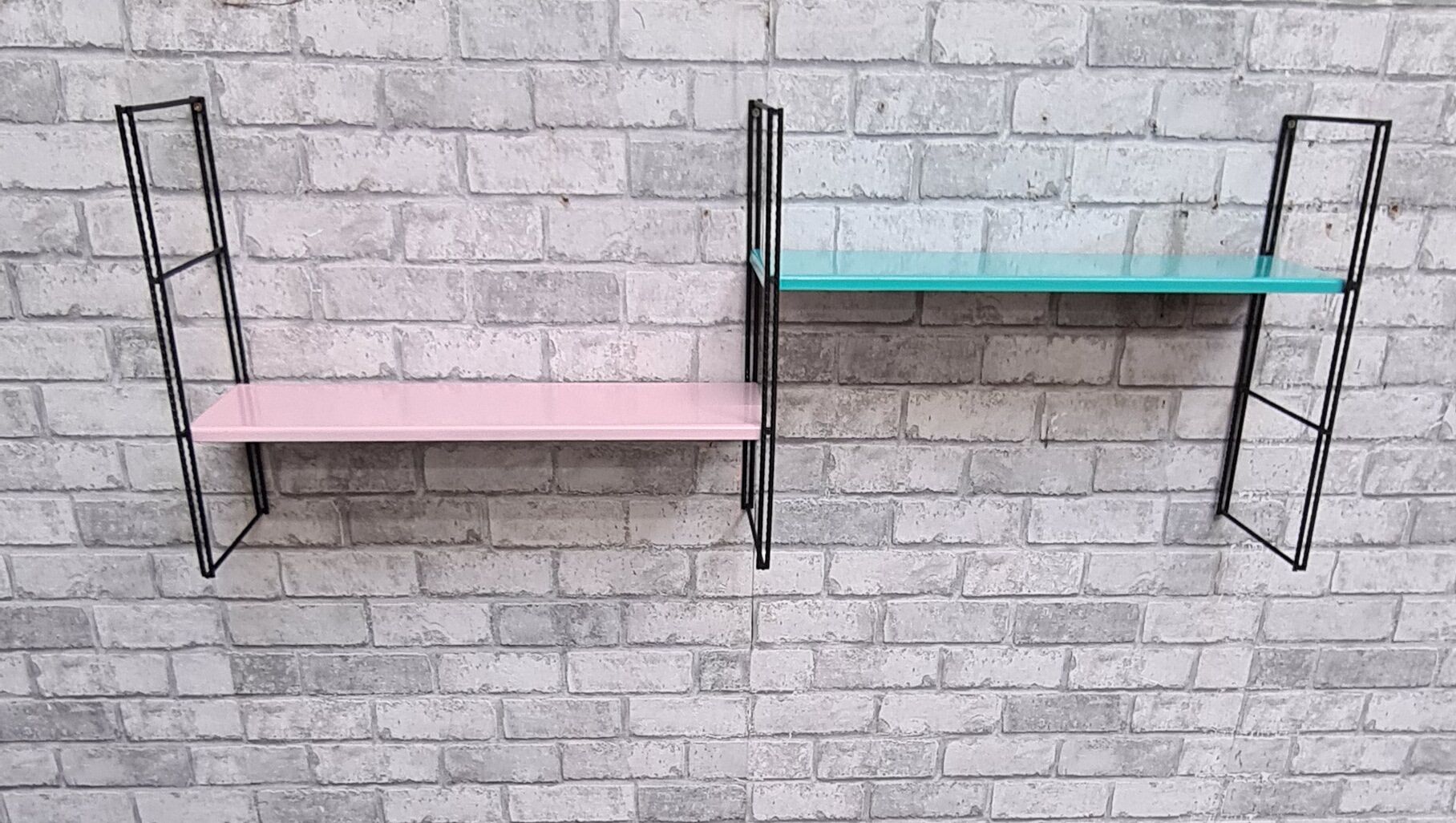 floor string style tomado 1960 metal 2 shelves 3 studs upright matt black 97x30 x16 paint