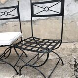 Lot of 4 wrought iron chairs and bronze from Roche Bobois