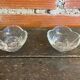 Paire de bougeoirs ancien design verre moulé forme pétale vintage #d829