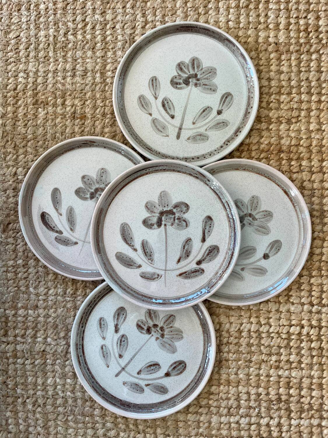 5 dessert plates Sarreguemines art workshop Jocelyne