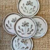 5 dessert plates Sarreguemines art workshop Jocelyne