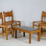 Ensemble de 4 chaises et table basse Maison Regain, France, circa 1970