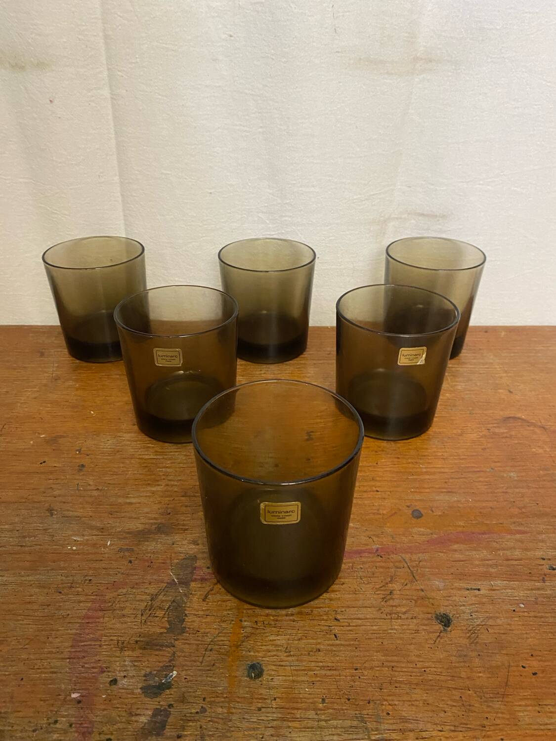 Série de 6 verres à whisky Luminarc verre moulé fumé vintage