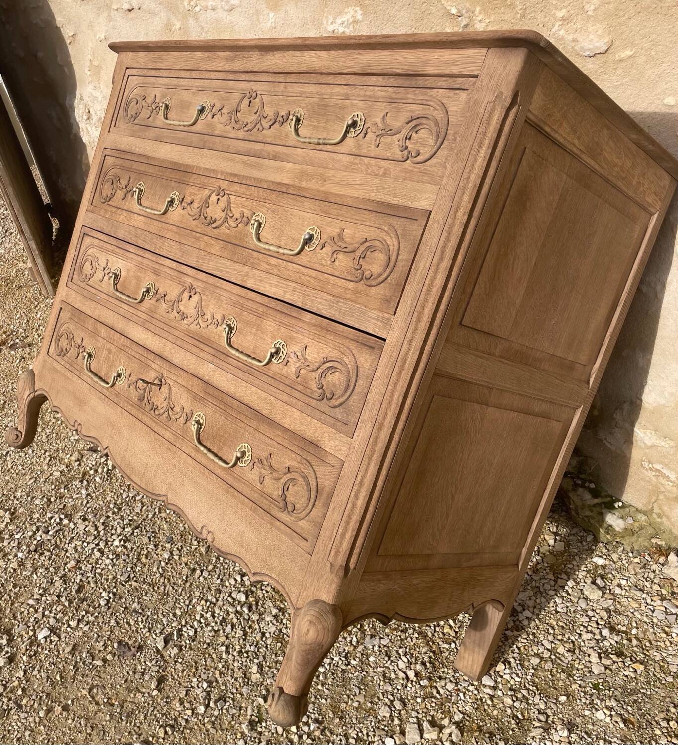 Large stripped oak chest of drawers
