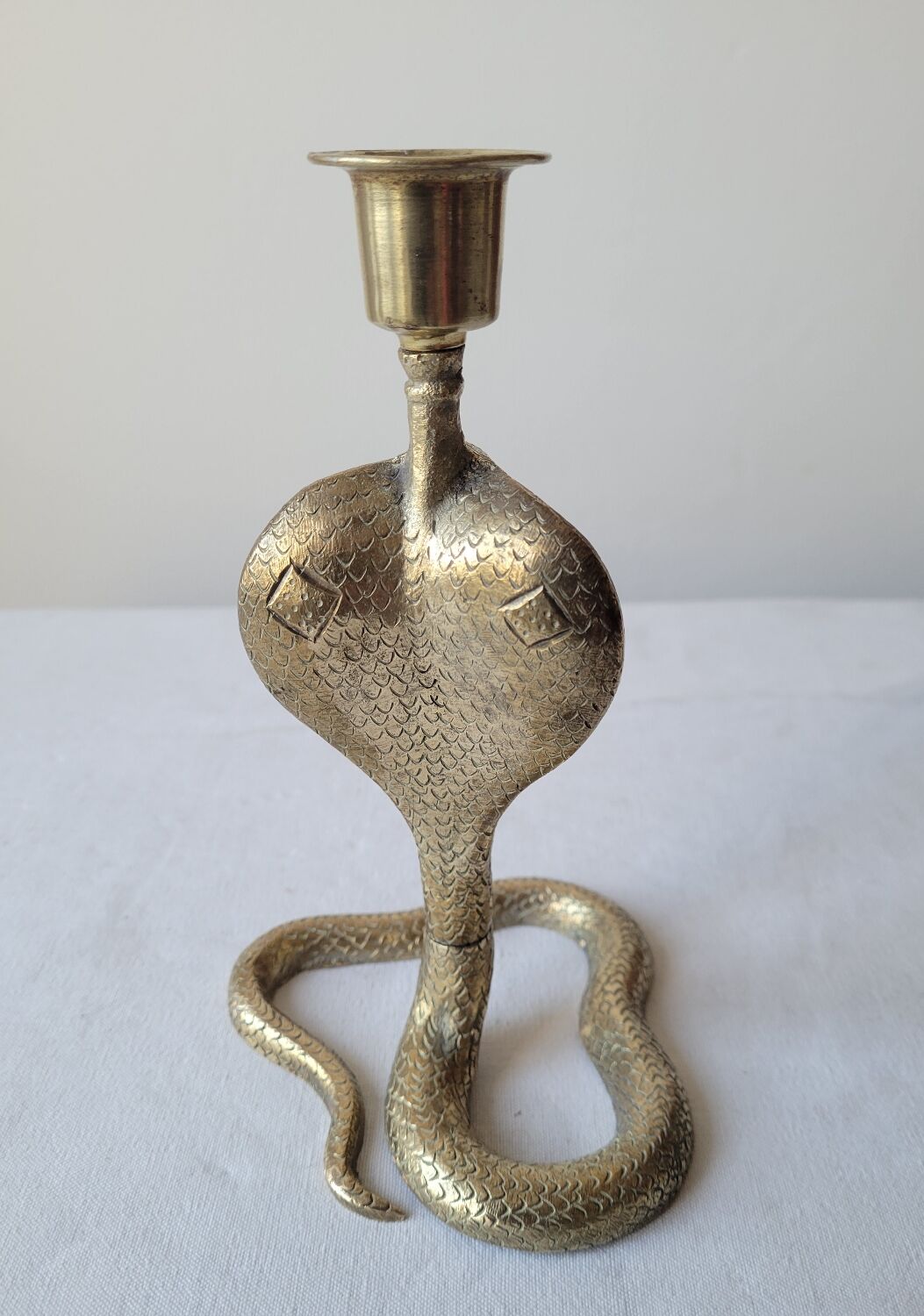 Zoomorphic snake cobra candle holder
