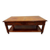 Table basse 2 tiroirs en bois massif