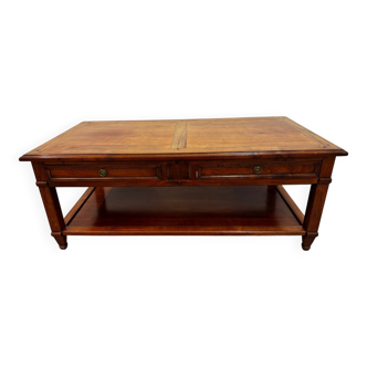 Coffee table with 2 drawers in solid wood.