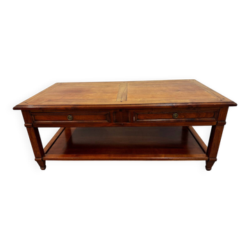 Coffee table with 2 drawers in solid wood.