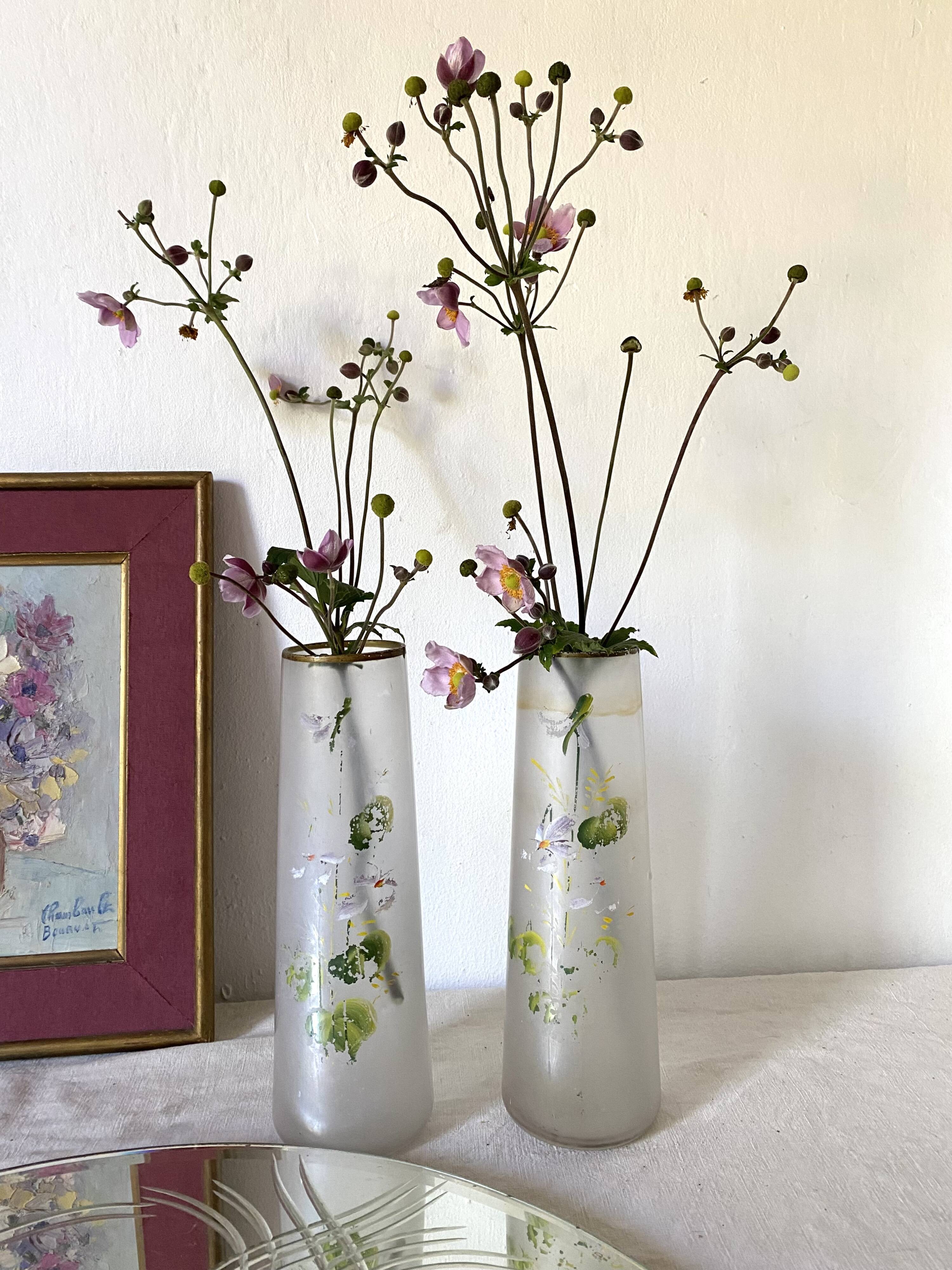 Pair of antique glass paste vases