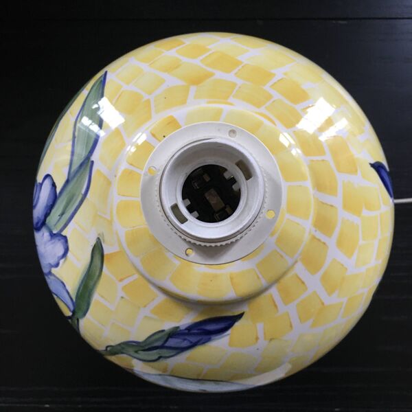 Paire de pieds de lampes italiennes décor iris