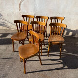 Set of 7 bistro chairs with curved backs