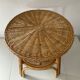 Table basse ronde vintage en rotin et osier