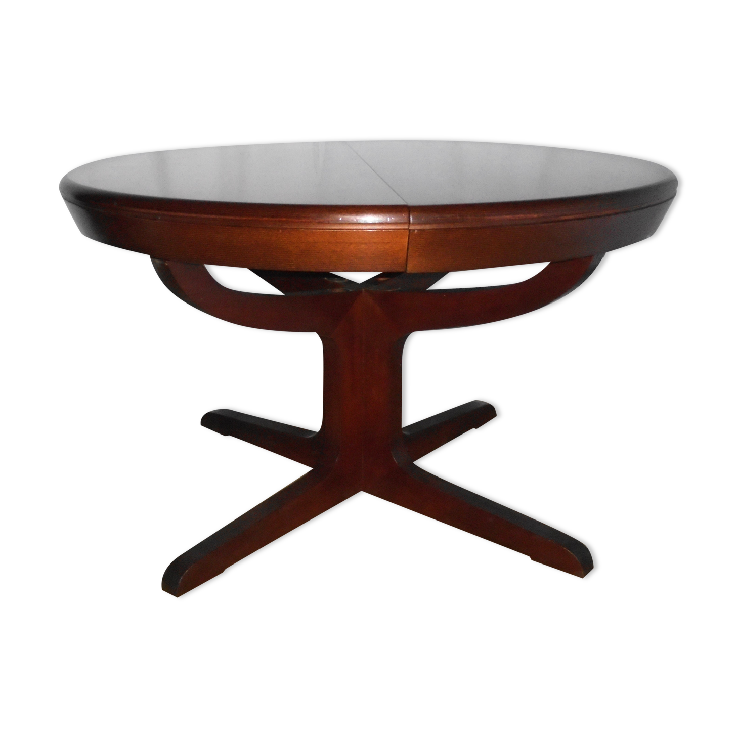 Round table central feet with 2 extensions of the 70s / 80s