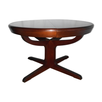 Round table central feet with 2 extensions of the 70s / 80s