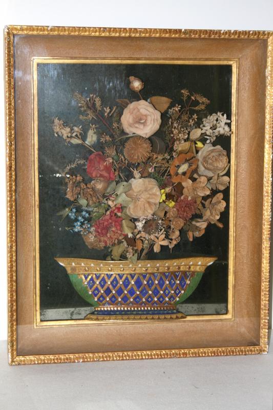 Composition of flowers in fabrics with porcelain base 19th