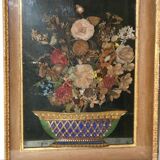 Composition of flowers in fabrics with porcelain base 19th