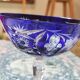 6 cut crystal cobalt blue champagne glasses