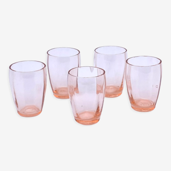 5 verres à shooters verre rose transparent