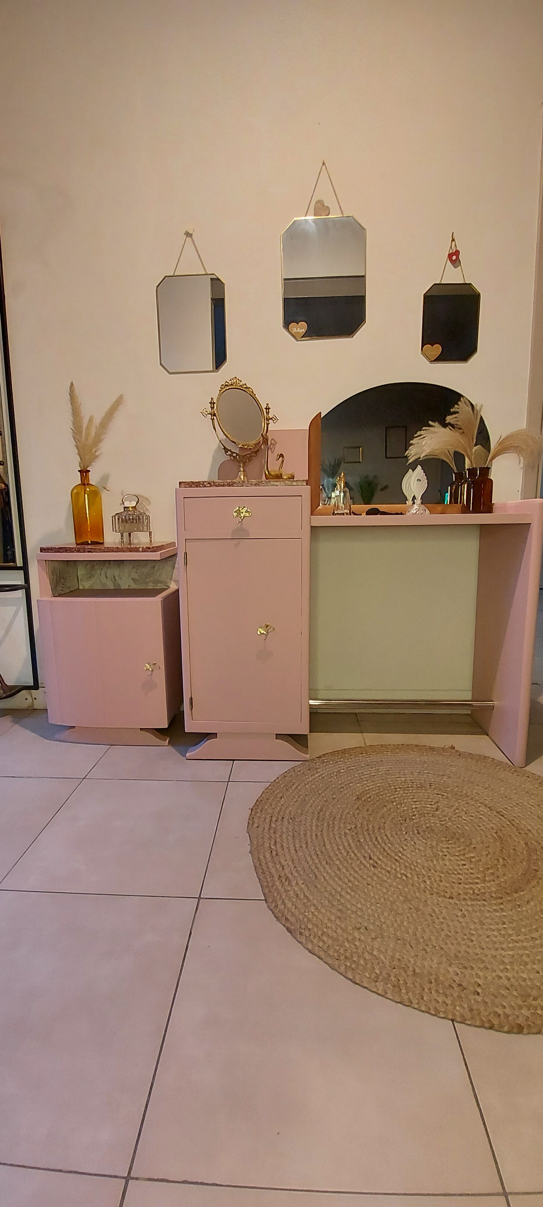 Art Deco dressing table / bedside table set