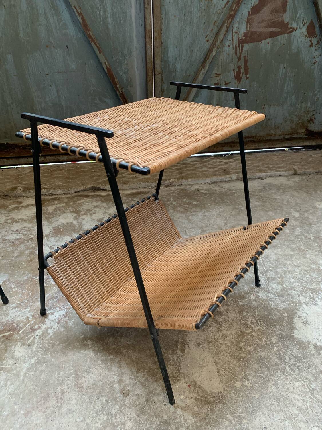 Pair of Raoul Guys Wicker Magazine Racks Circa 195