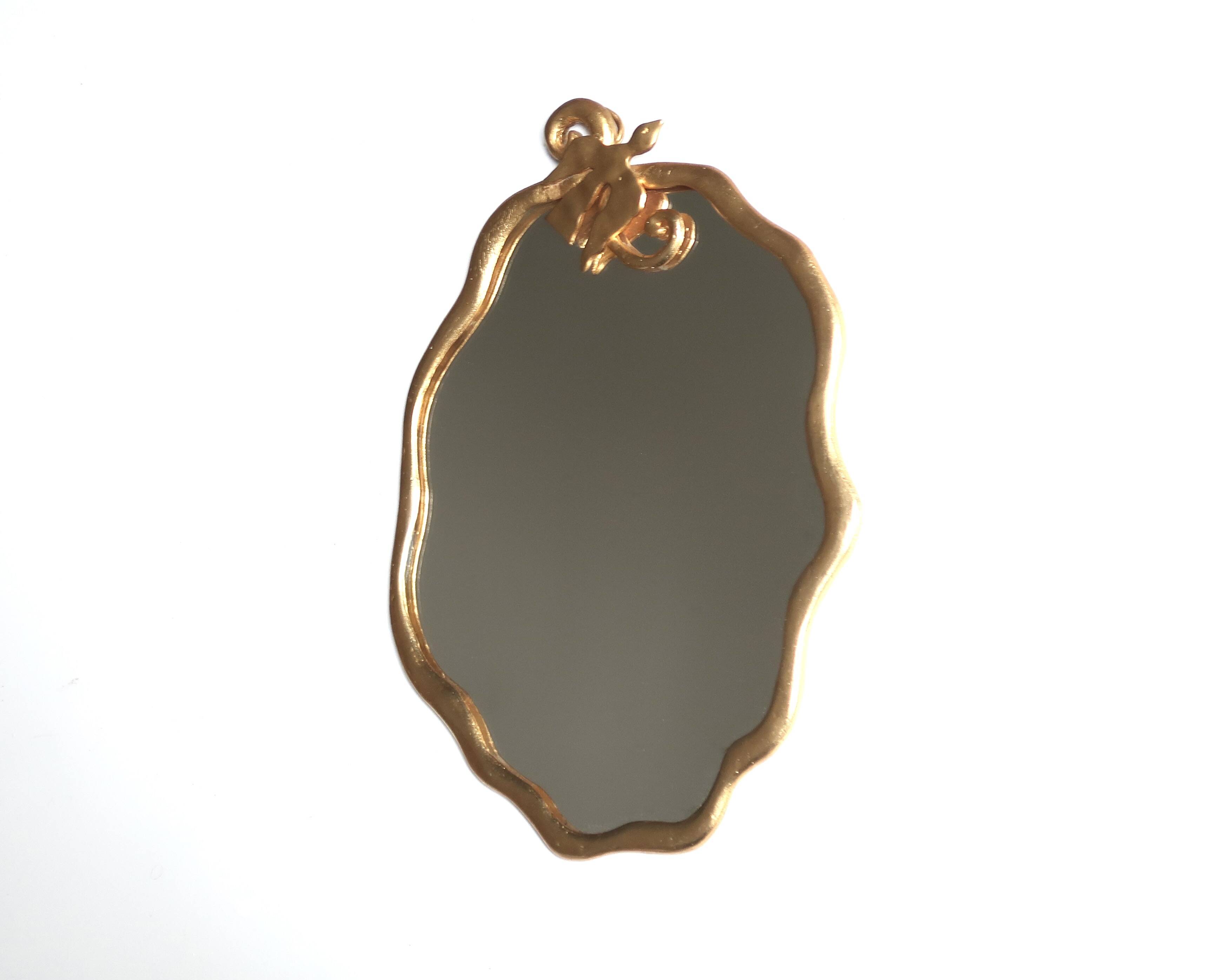 Gilded mirror with bird by Edouard Rambaud, 1990s