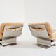 Pair of steel and Mohair velvet armchairs by François Monnet 1970