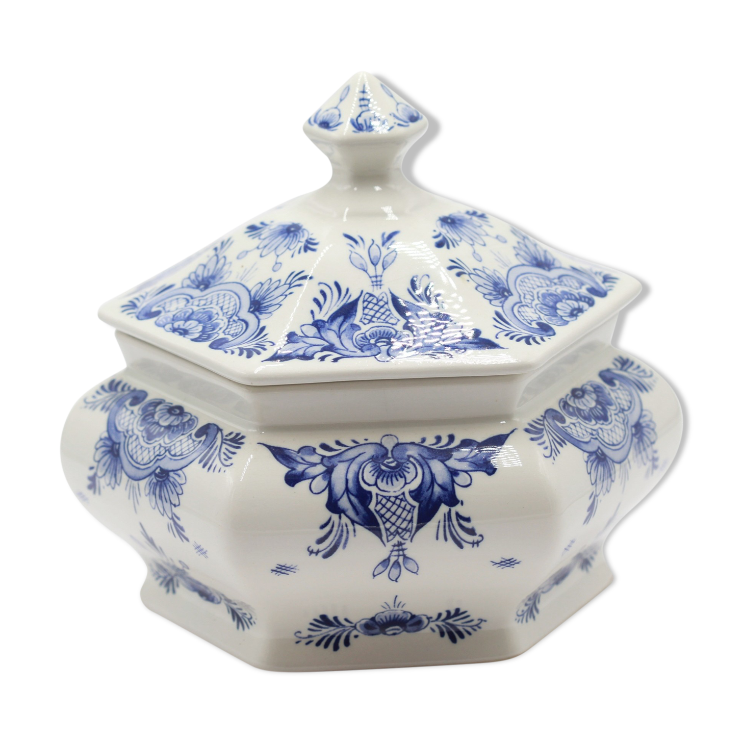 Old blue and white ceramic box