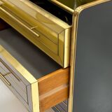 Italain Sideboard Made Of Solid Wood And Covered With Colored Glass 1950S