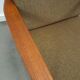 Teak Scandinavische fauteuil met bruin stoffen kussens, stoel 1