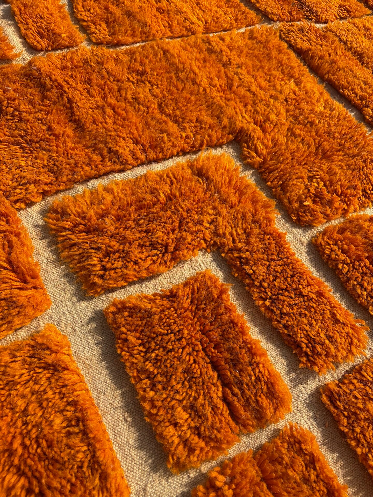 Clementine - Custom orange wool Berber rug
