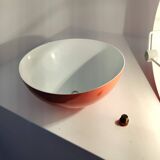 Living room lamp with 4 lights in orange color lacquered metal circa 1970