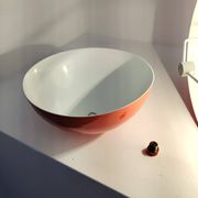 Living room lamp with 4 lights in orange color lacquered metal circa 1970