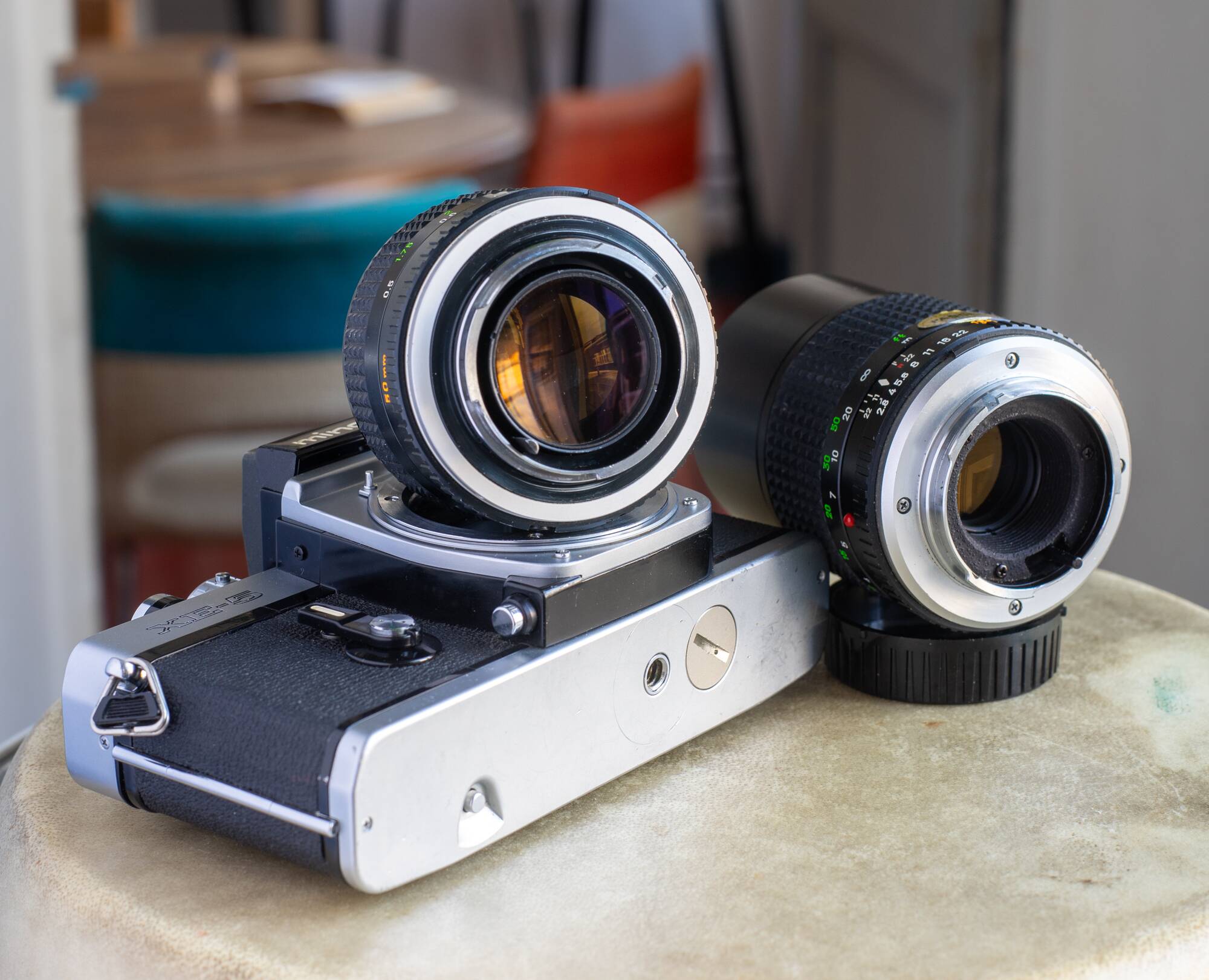 Minolta XE-5 + MC rokkor PG 50mm F1.4 + MC tele rokkor PG 135mm F2.8