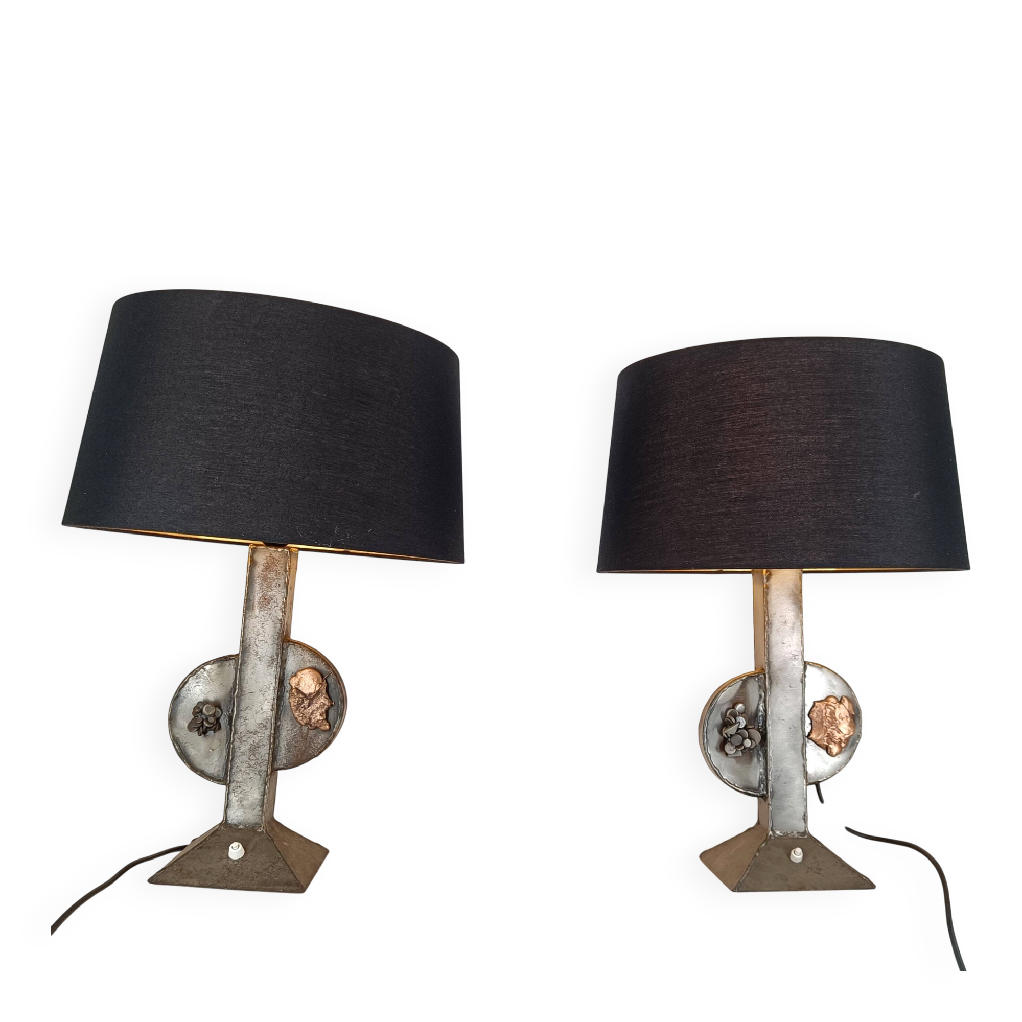Pair of brutalist table lamps, 1970s