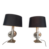 Pair of brutalist table lamps, 1970s