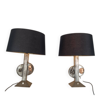 Pair of brutalist table lamps, 1970s
