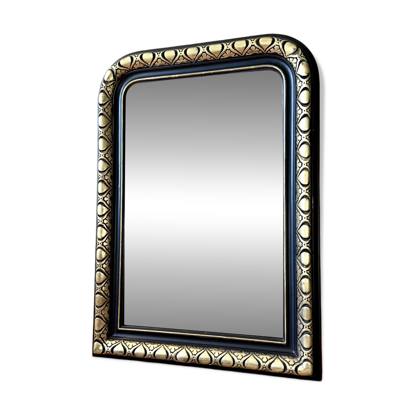 Miroir Louis-Philippe noir et doré ancien XIXème