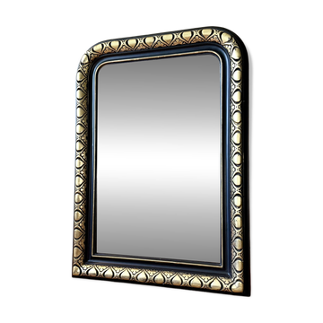 Louis-Philippe black and gold antique mirror from the 19th century.