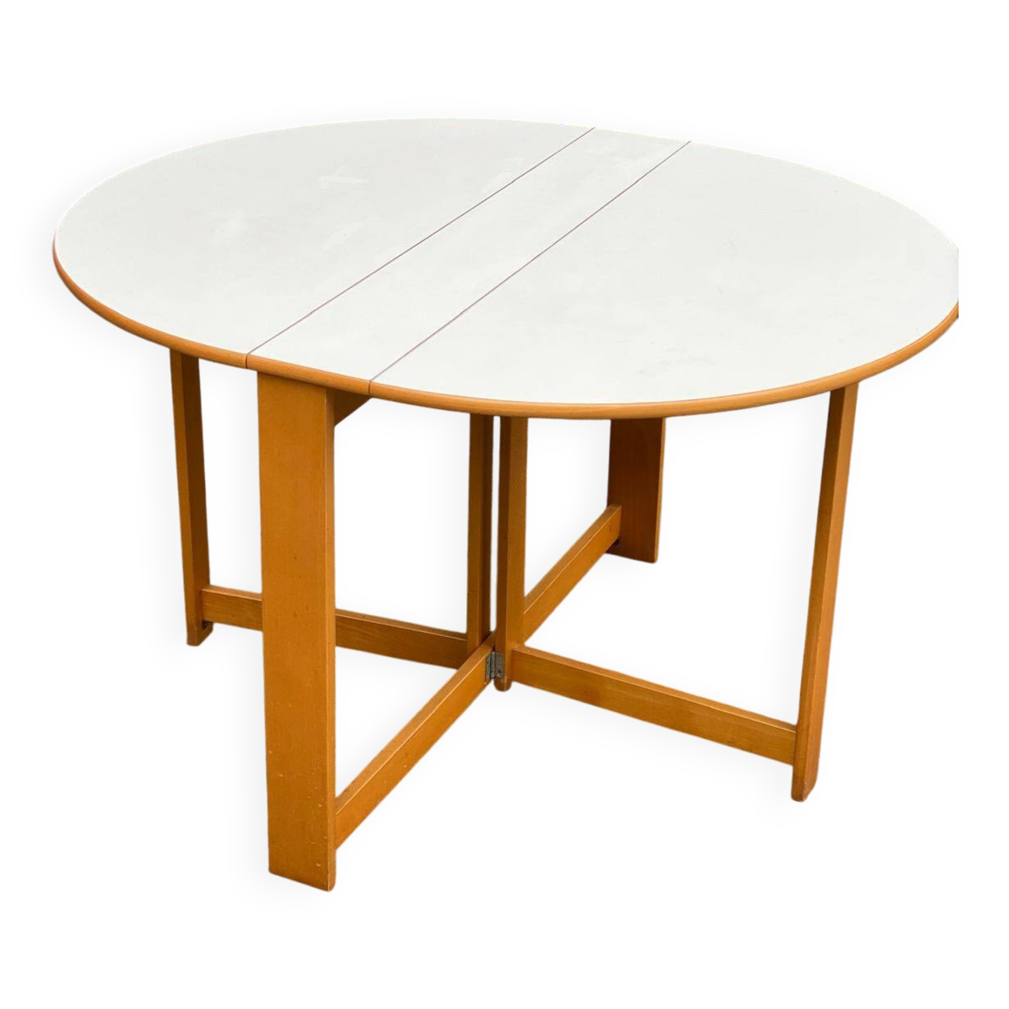 Vintage round folding Scandinavian dining table from the 1970s