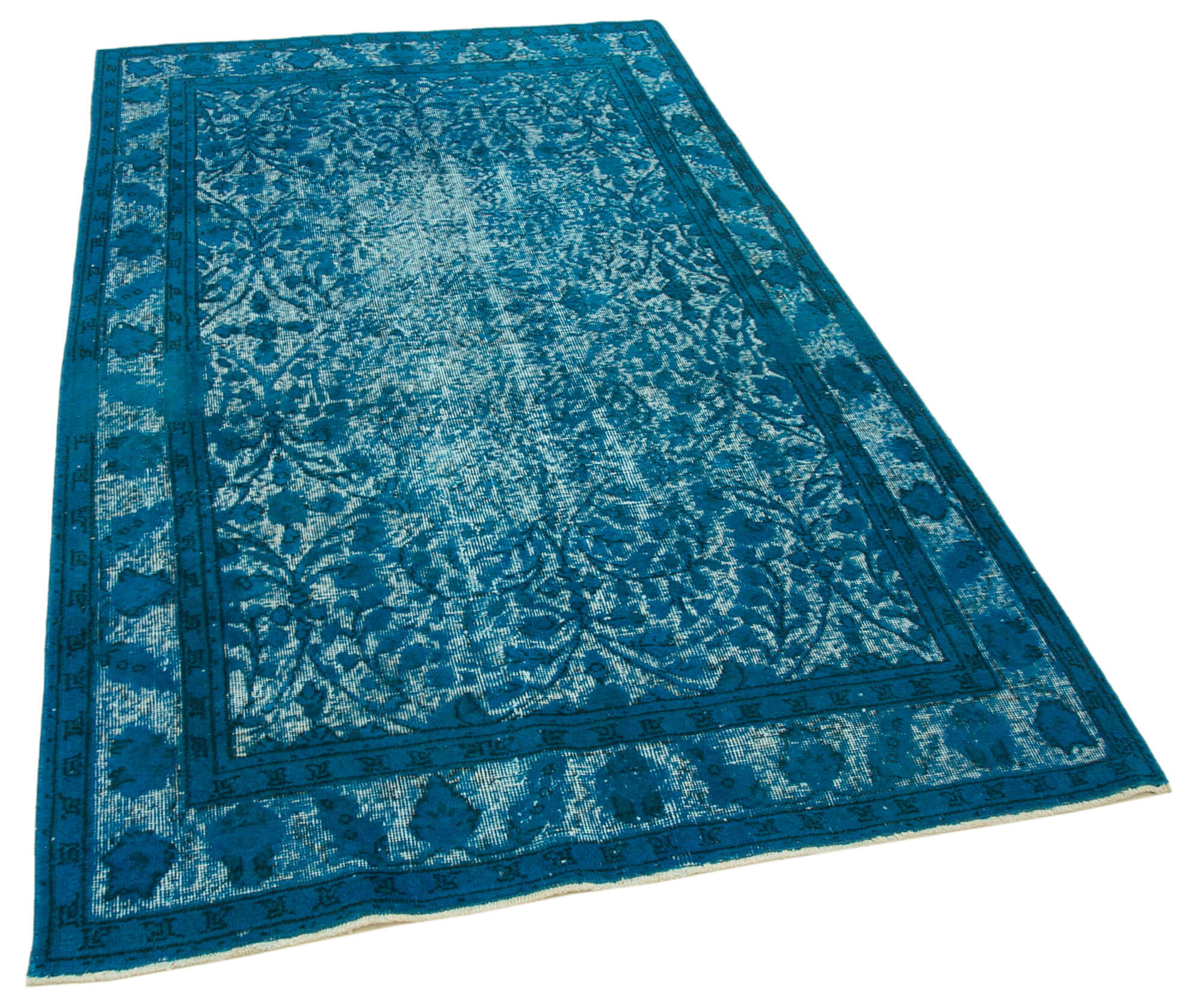 Handmade contemporary oriental 1970s 140 cm x 230 cm turquoise carpet
