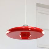 Space-Age Saucer Pendant in Red Plexiglas from Guzzini, 1960s