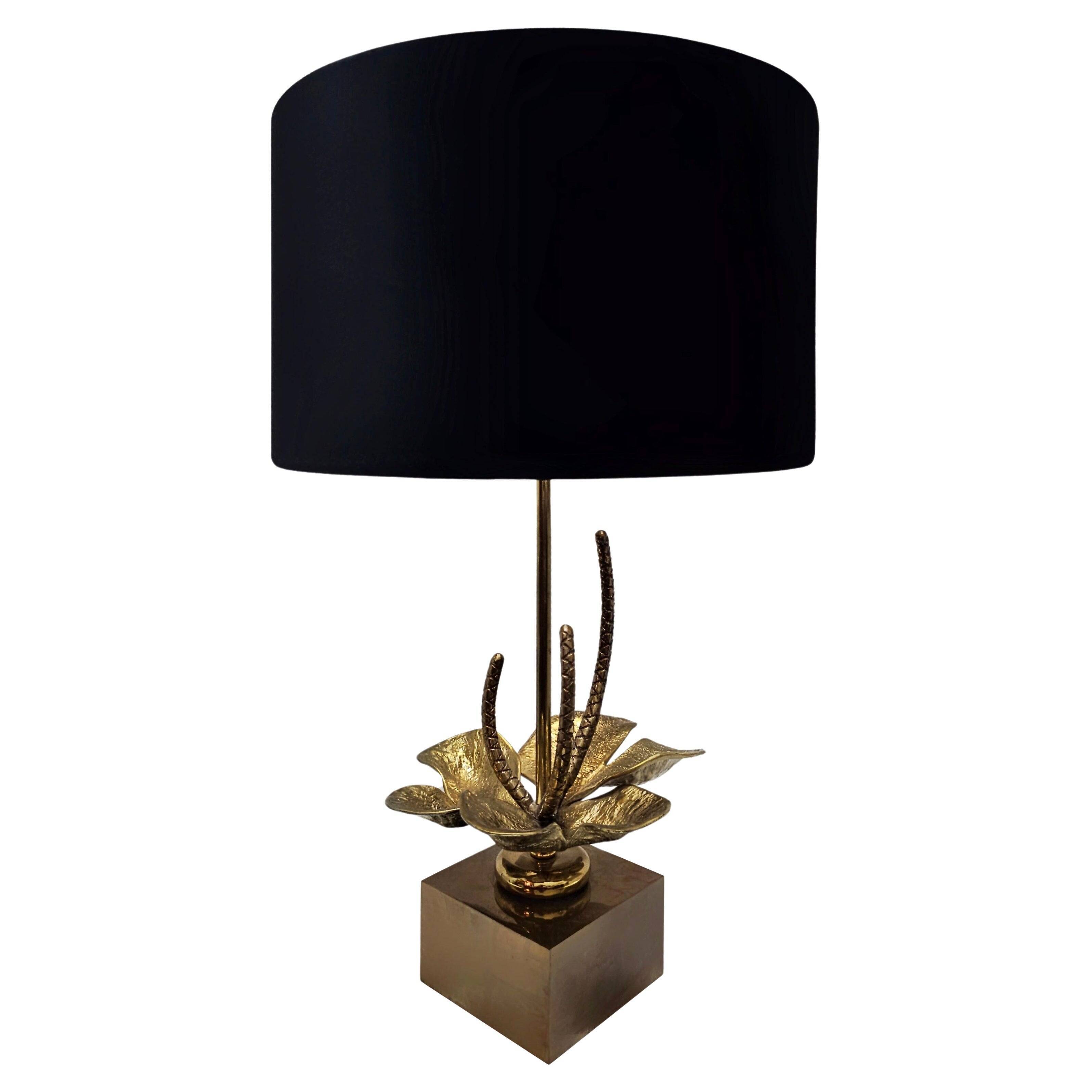 Nenuphar table lamp in bronze and brass by Maison Charles, 1960s.