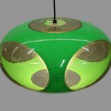 Massive Belgium Space Age UFO Lamp, Green Mid-Century Modern Lighting