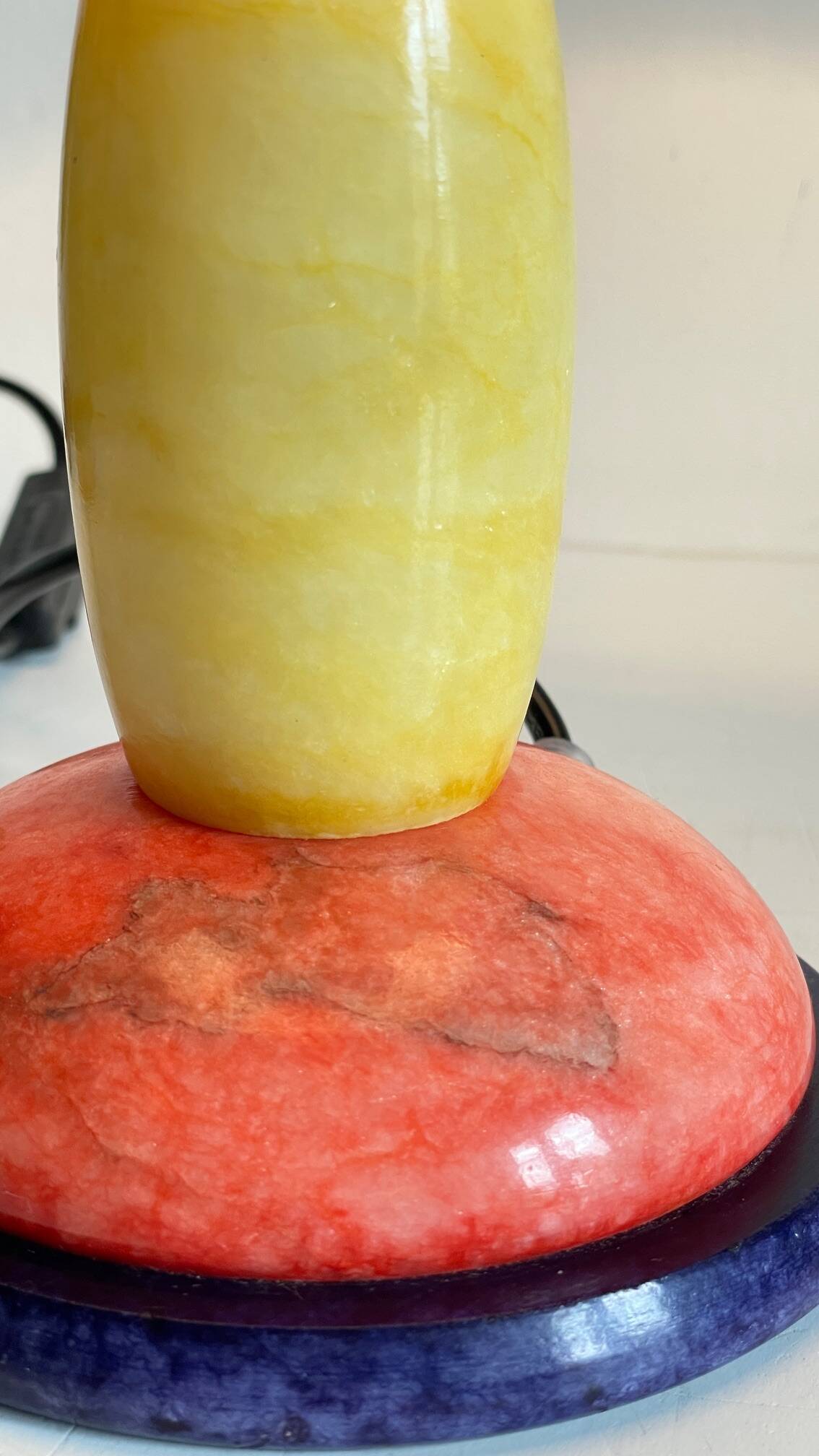 ALABASTER STONE LAMP Blue, Yellow and Red 80s