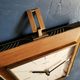 Vintage formica clock silent wall clock trapeze "Hermle gilded black wood"