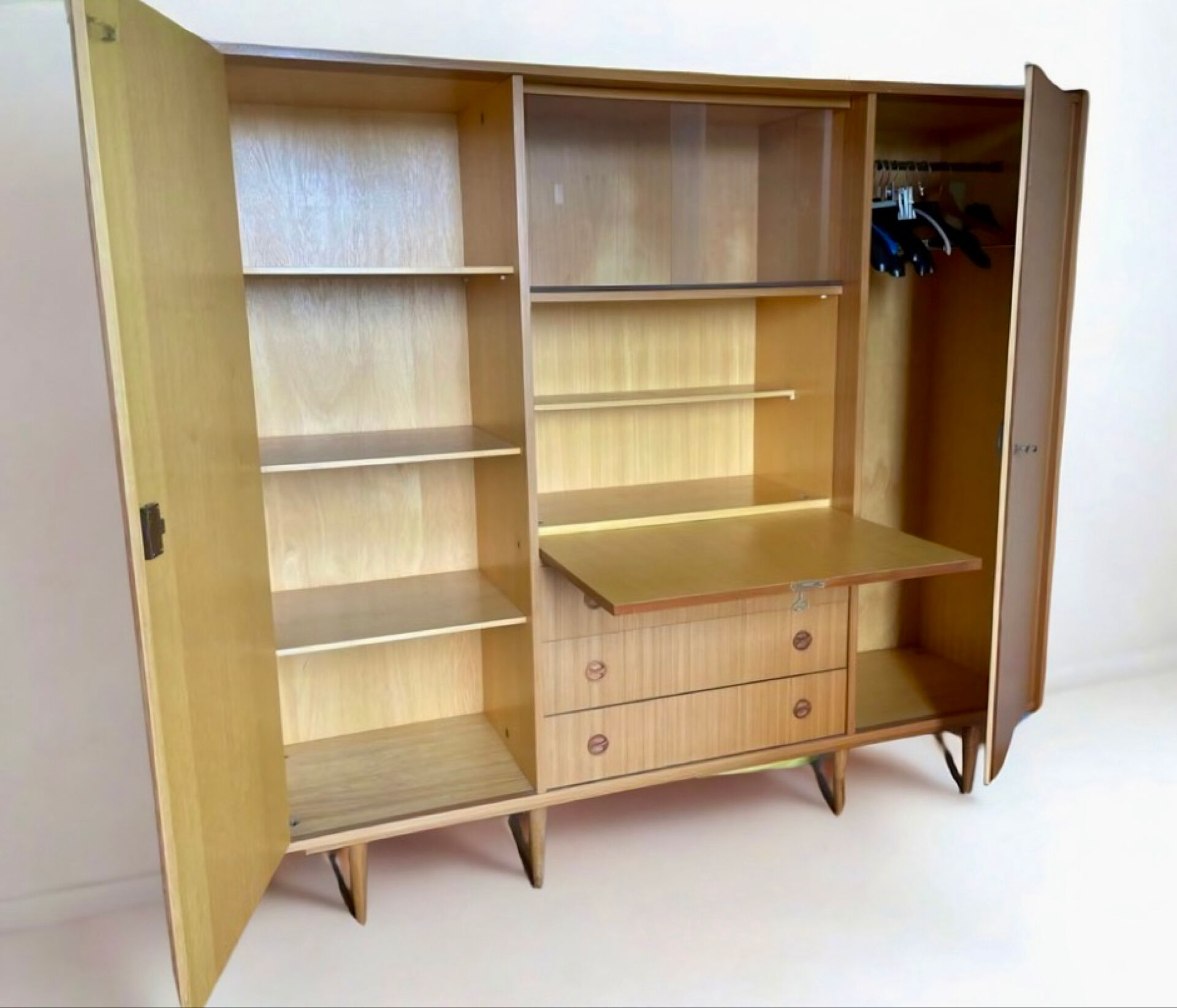 Vintage teak secretary cabinet — 1960s Scandinavian style