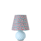 Recycled vintage lamp — twisted blue ceramic base, floral shade